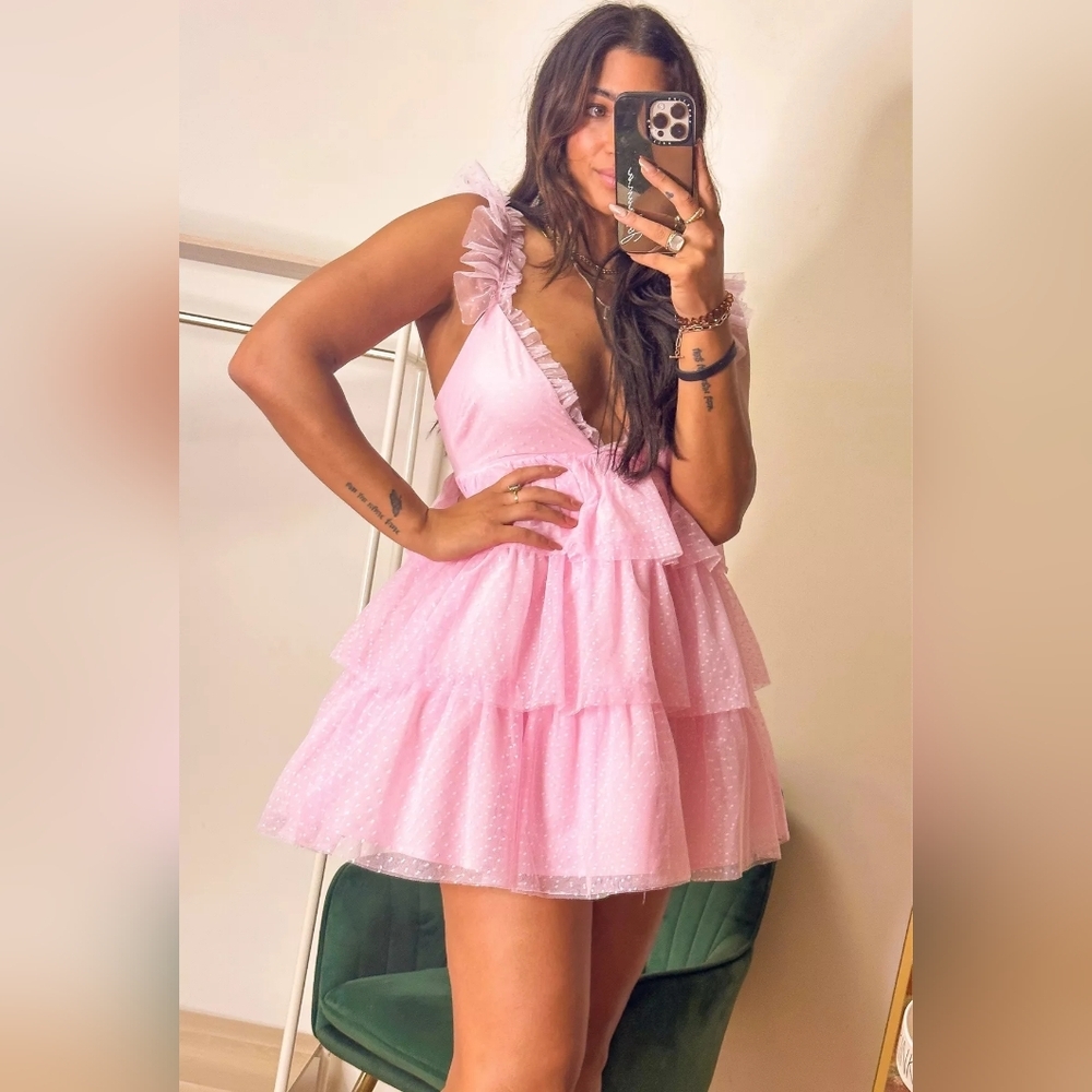 REVOLVE More To Come Arabela Ruffle Tulle Mini Dress XS NWT - Picture 7 of 7